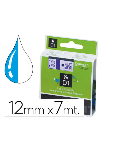 DYMO CINTA DE TRANSFERENCIA TERMICA D1 45014. ETIQUETAS ESTÁNDAR AZUL SOBRE BLANCO DE 12MMX7M. POLIESTER AUTOADHESIVA. ROTULA...