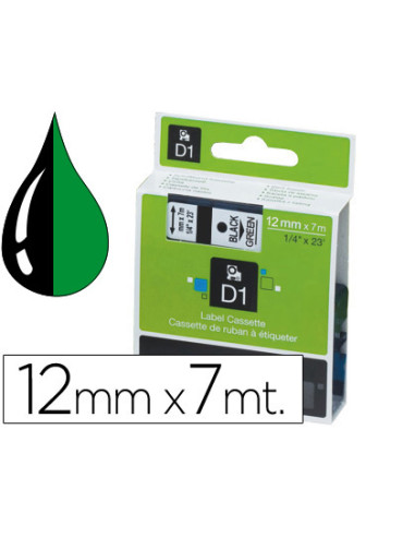 DYMO CINTA DE TRANSFERENCIA TERMICA D1 45019. ETIQUETAS ESTÁNDAR NEGRO SOBRE VERDE DE 12MMX7M.POLIESTER AUTOADHESIVA. ROTULAD...