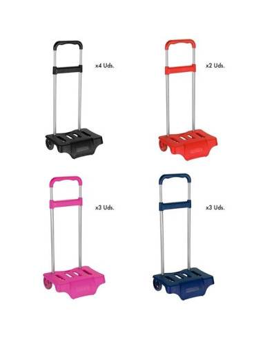 SAFTA EXPOSITOR 12 CARROS PORTAMOCHILAS MOD.905 TROLLEYS COLORES SURTIDOS