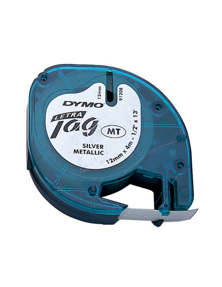 DYMO CINTA 91208, NEGRO / PLATA METALIZADA DE 12MMX4M, DE PLÁSTICO. ROTULADORA LETRATAG