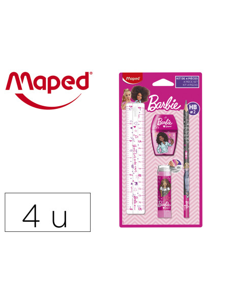 Mini set papeleria maped barbie 4 piezas