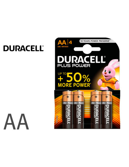 DURACELL PILAS PLUS EXTRA LIFE LR06 ALCALINAS AA 1.5V PACK-4