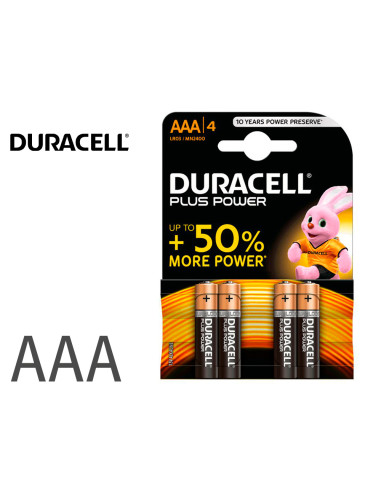 DURACELL PILAS PLUS POWER LR03 ALCALINAS AAA 1.5V PACK-4