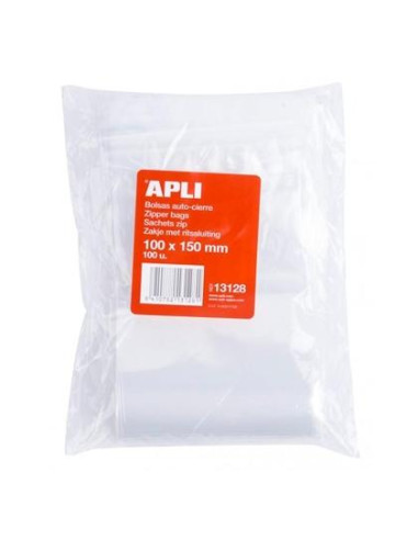 APLI BOLSAS AUTOCIERRE 100X150MM LDPE TRANSPARENTE PACK 100 UD