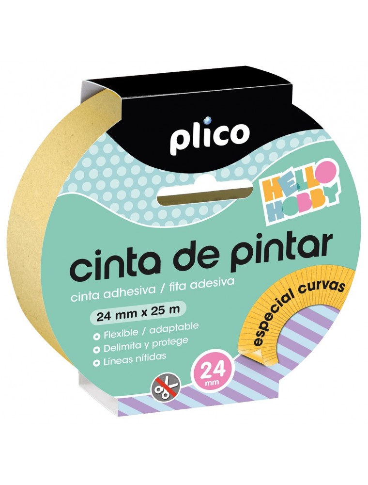 Cinta adhesiva plico para pintor especial curvas 25 mt x 24 mm.