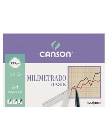 CANSON BLOC MILIMETRADO BASIK ENCOLADO 50 HOJAS 100 GR. 21X29,7CM