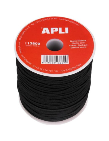 APLI BOBINA DE CUERDA ELÁSTICA REDONDA 2MMX100 NEGRO