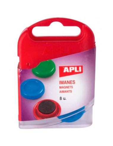 APLI PACK 8 IMANES REDONDOS 20MM COLORES SURTIDOS