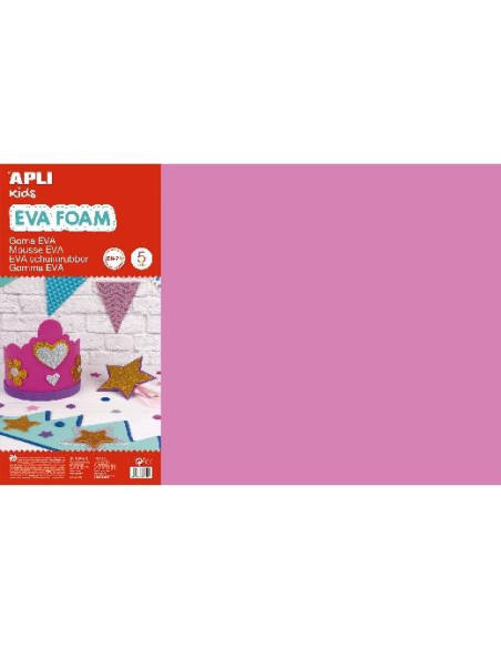 APLI GOMA EVA 600X400X2MM PACK 5 HOJAS ROSA