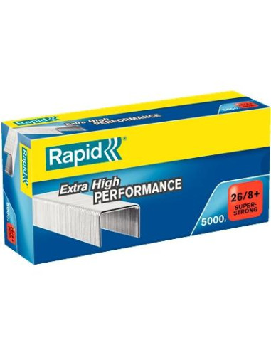 RAPID GRAPAS 26/8+ SUPER STRONG GALVANIZADA CAJA DE 5000