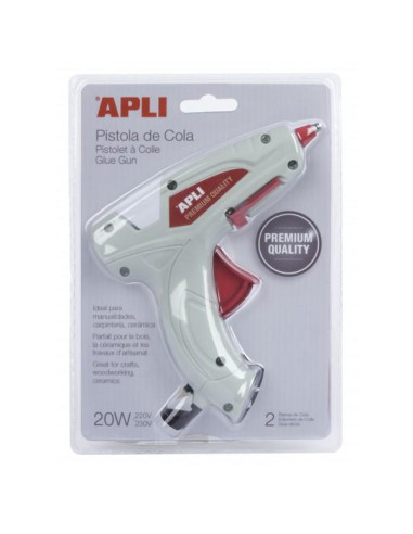 APLI PISTOLA DE SILICONA CALIENTE BLANCA 20W + 2 BARRAS