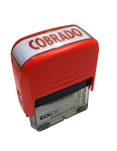 COLOP SELLO PRINTER C20 FORMULA  COBRADO  ALMOHADILLA E/20 14X38MM ROJO