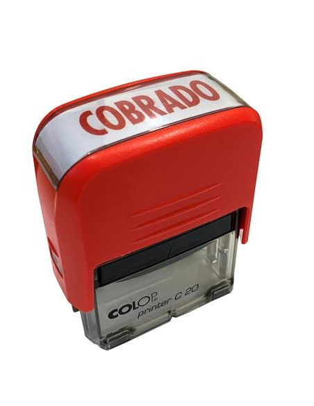 COLOP SELLO PRINTER C20 FORMULA  COBRADO  ALMOHADILLA E/20 14X38MM ROJO