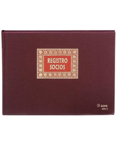 DOHE LIBRO REGISTRO- REGISTRO DE SOCIOS 100H NUMERADAS FOLIO APAISADO 100GR BURDEOS