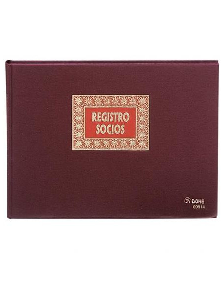 DOHE LIBRO REGISTRO- REGISTRO DE SOCIOS 100H NUMERADAS FOLIO APAISADO 100GR BURDEOS