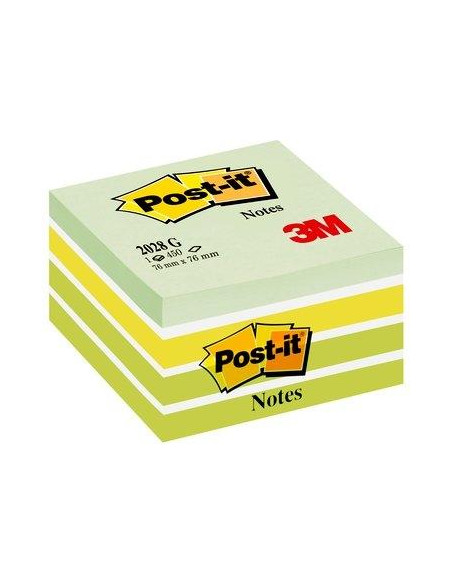 POST-IT CUBO DE NOTAS MULTICOLOR 5X90 HOJAS 76X76 TONOS VERDE PASTEL