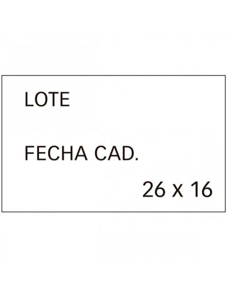 APLI ETIQUETAS PARA ETIQUETADORA DE PRECIOS IMPRESAS  LOTE  +  FECHA CAD  26X16MM 6 ROLLOS DE 1000 BLANCO