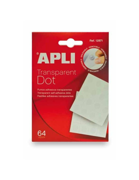 APLI PUNTOS ADHESIVOS REMOVIBLES DOT 64U PACK 12U TRANSPARENTE