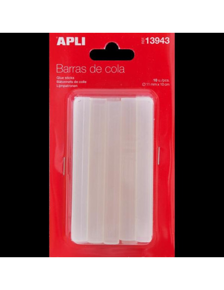 APLI BARRAS DE COLA PARA PISTOLA DE TERMOFUSIBLE TRANSPARENTES Ø11MM X 10CM -10U-