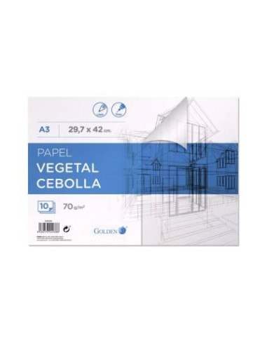 GOLDEN BLOC PAPEL VEGETAL ENCOLADO 10 HOJAS 70 GR. 29,7X42 CM