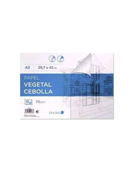 GOLDEN BLOC PAPEL VEGETAL ENCOLADO 10 HOJAS 70 GR. 29,7X42 CM