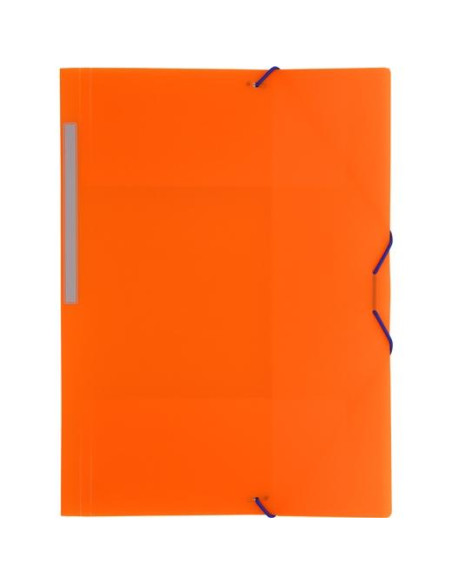 GRAFOPLÁS CARPETA COLORGRAF 3 SOLAPAS PP TRANSLÚCIDO GOMAS FOLIO NARANJA