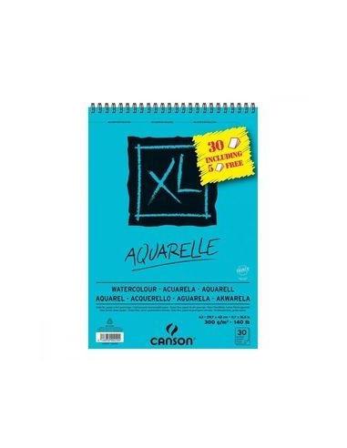 CANSON BLOC ACUARELA AQUARELLE FINO XL ESPIRAL 25+5(GRATIS) HOJAS 300GR 29,7X42CM -5U-