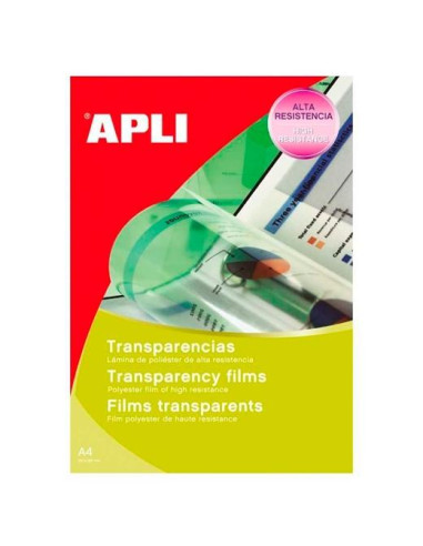 APLI PACK 10 HOJAS TRANSPARENCIAS AUTOADHESIVAS A4 SIN BANDA PARA INKJET