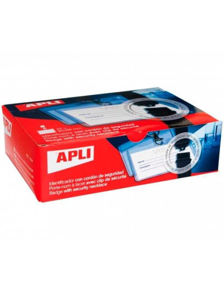 APLI CAJA DE 25 IDENTIFICADOR HORIZONTAL 90X56MM CON CORDÓN DE SEGURIDAD