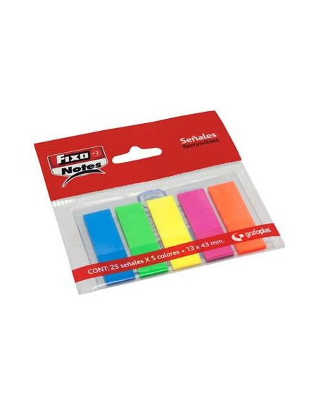 FIXO MARCADORES ADHESIVOS BANDERITAS PET 13X43MM PACK 5 BLOC X 25H C/SURTIDOS NEÓN