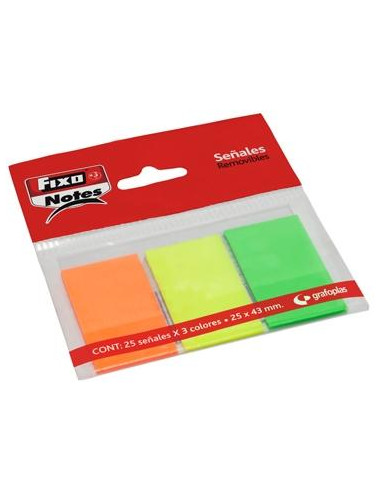 FIXO MARCADORES ADHESIVOS BANDERITAS PET 25X43MM PACK 3 BLOC X 25H C/SURTIDOS NEÓN