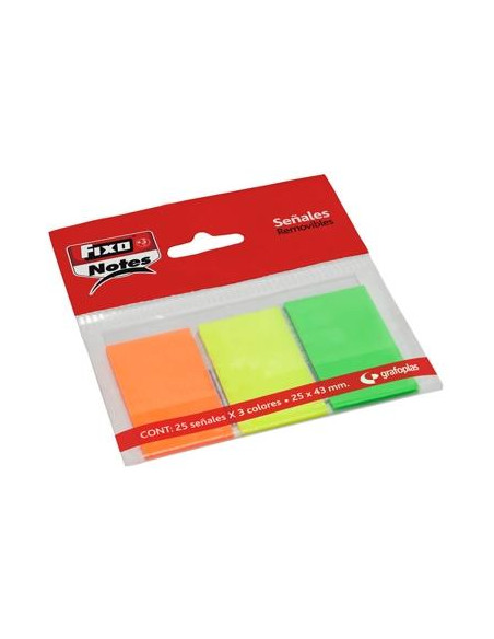 FIXO MARCADORES ADHESIVOS BANDERITAS PET 25X43MM PACK 3 BLOC X 25H C/SURTIDOS NEÓN