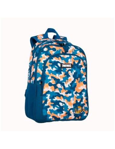 TOYBAGS MOCHILA FORTNITE BLUE CAMO DOBLE COMPARTIMENTO ADAPTABLE A CARRO 3 BOLSILLOS