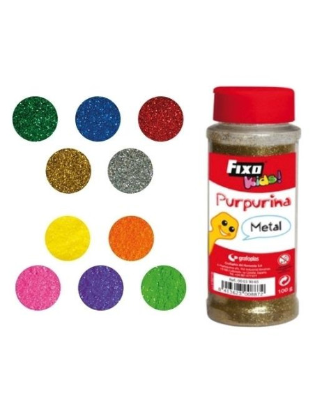 FIXO PURPURINA KIDS BOTE 100GR METAL PLATA