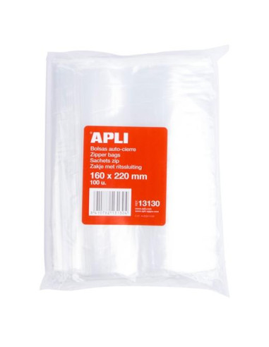 APLI BOLSA AUTOCIERRE 160X220MM PACK DE 100 BOLSAS