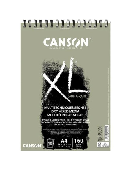 CANSON ÁLBUM ESPIRAL A4 TOUCH ARENOSO XL 40H 160GR GRIS -5U-