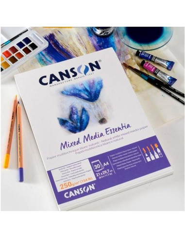 CANSON BLOC DIBUJO MIXED MEDIA ESSENTIA 30H A3 BLANCO NATURAL