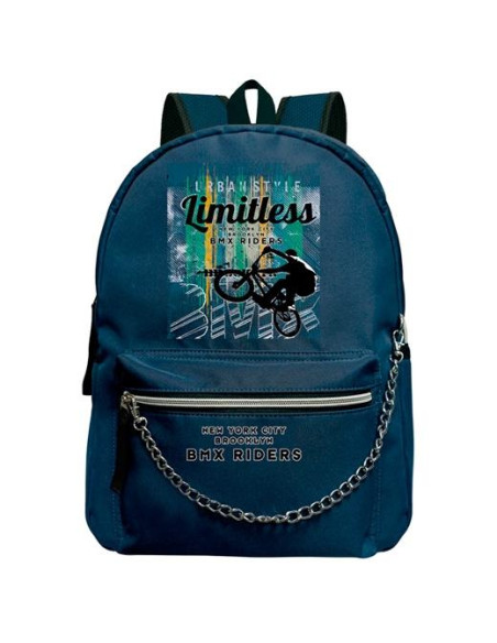 SENFORT MOCHILA ESCOLAR C/CADENA EXTREME BMX LIMITLESS AZUL