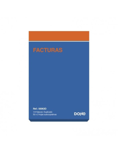 DOHE TALONARIO FACTURAS CUARTO NATURAL DUPLICADO AUTOCOPIATIVO -10U-