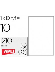 Etiquetas adhesivas apli transparentes poliester para impresora ink-jet 210x297 mm presentadas en carpetas de 10