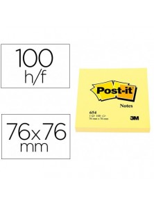 Bloc de notas adhesivas quita y pon post-it 76x76 mm con 100hojas