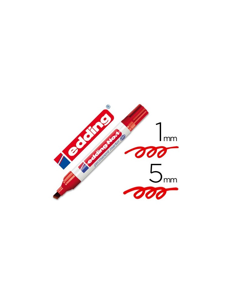 Rotulador edding marcador permanente 1 rojo punta biselada 5 mm