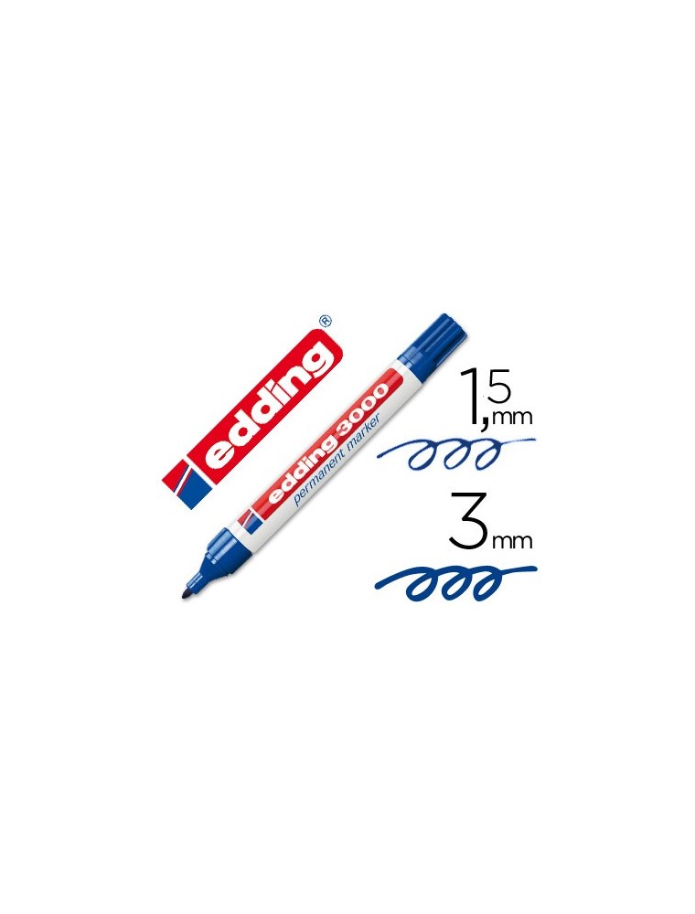 Rotulador edding marcador permanente 3000 azul punta redonda 1,5-3 mm recargable