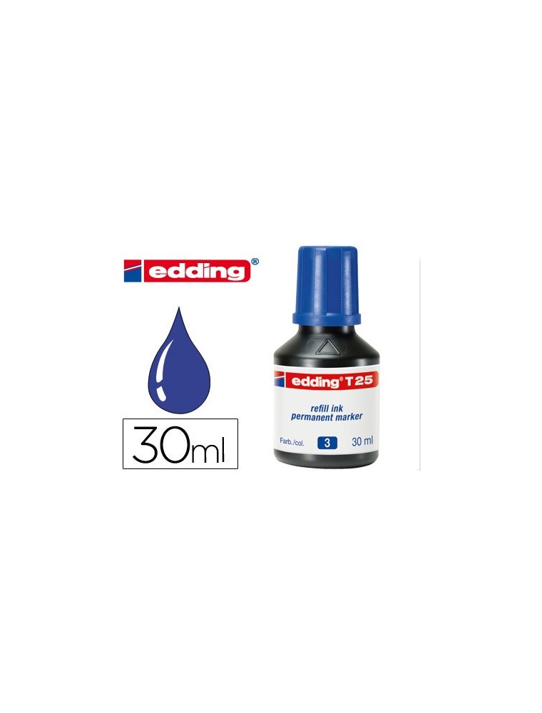 Tinta rotulador edding t-25 azul frasco de 30 ml