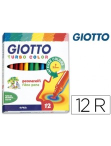 Rotulador giotto turbo color caja de 12 colores lavables con punta bloqueada
