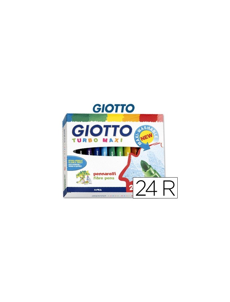 Rotulador giotto turbo maxi caja de 24 colores lavables con punta bloqueada