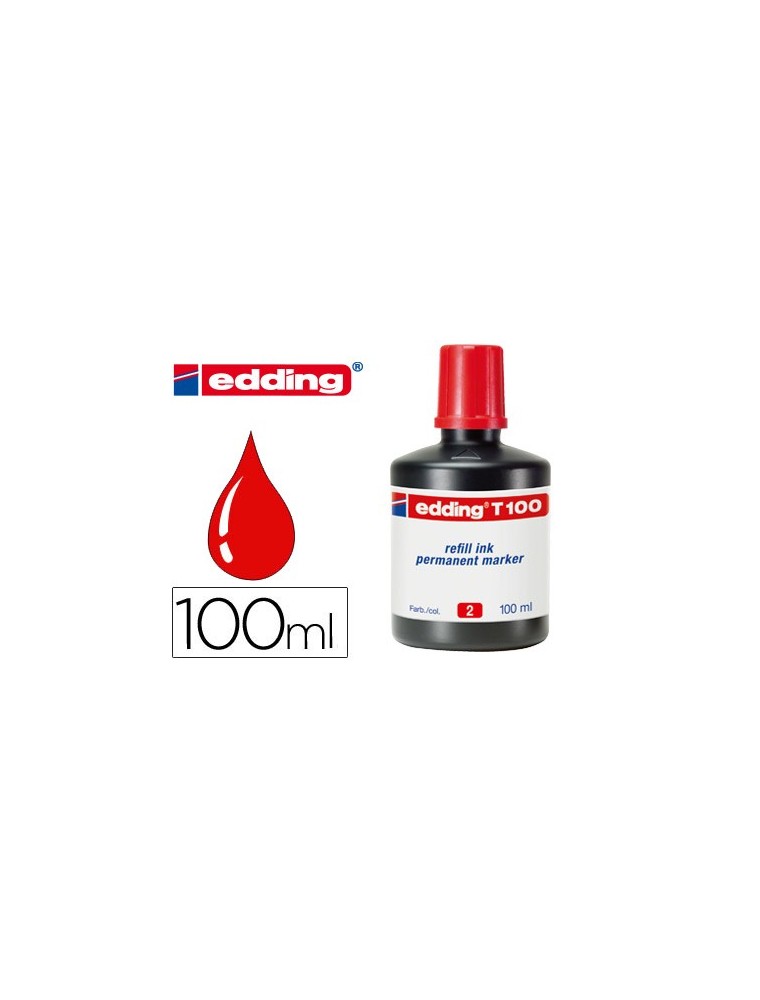 Tinta rotulador edding t-100 rojo frasco de 100 ml