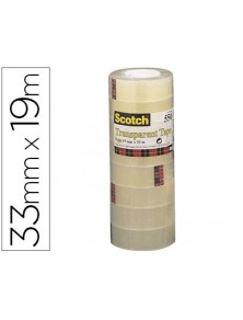 Cinta adhesiva scotch acordeon 550 33 mt x 19 mm pack de 8 unidades