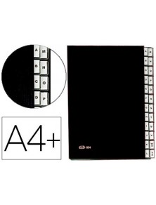 Carpeta clasificadora fuelle pardo carton compacto folio 24 departamentos visor doble personalizables color negro