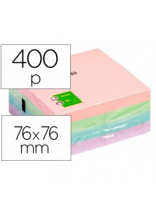 Bloc de notas adhesivas quita y pon q-connect 76x76 mm pastel con 400 hojas